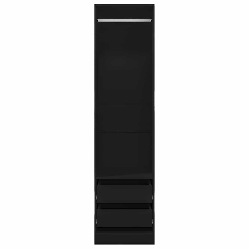 Armadio con Cassetti Nero 50x50x200 cm in Legno Multistrato