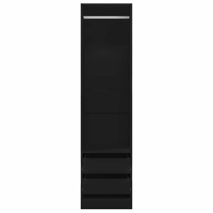 Armadio con Cassetti Nero 50x50x200 cm in Legno Multistrato