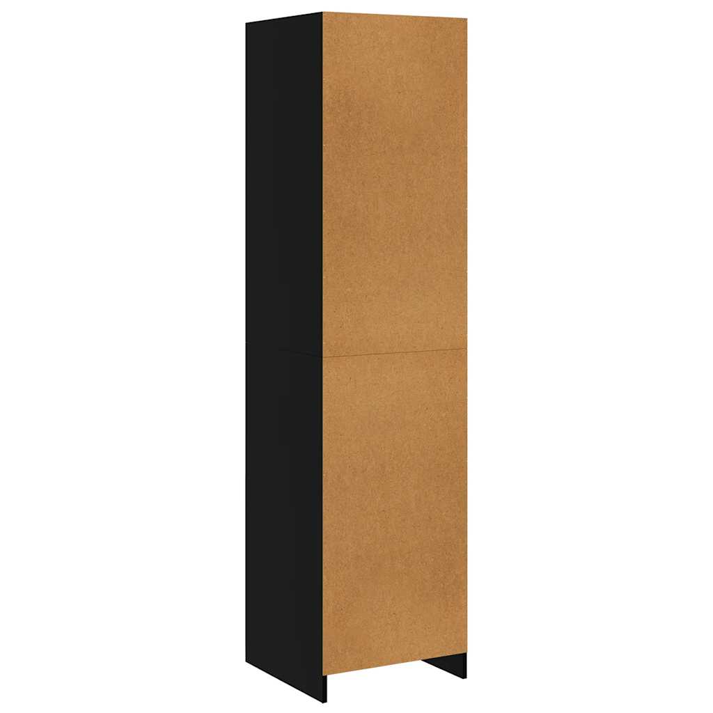 Armadio con Cassetti Nero 50x50x200 cm in Legno Multistrato