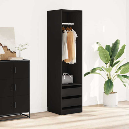 Armadio con Cassetti Nero 50x50x200 cm in Legno Multistrato