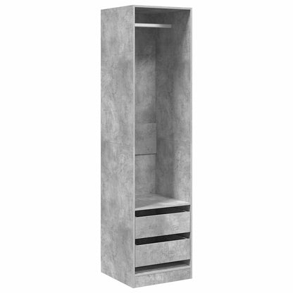 Armadio Cassetti Grigio Cemento 50x50x200 cm Legno Multistrato
