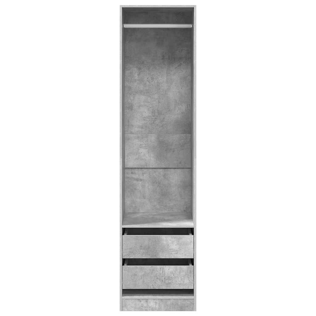 Armadio Cassetti Grigio Cemento 50x50x200 cm Legno Multistrato