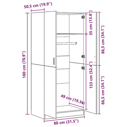 Armadio Bianco 80x52x180 cm in Legno Multistrato