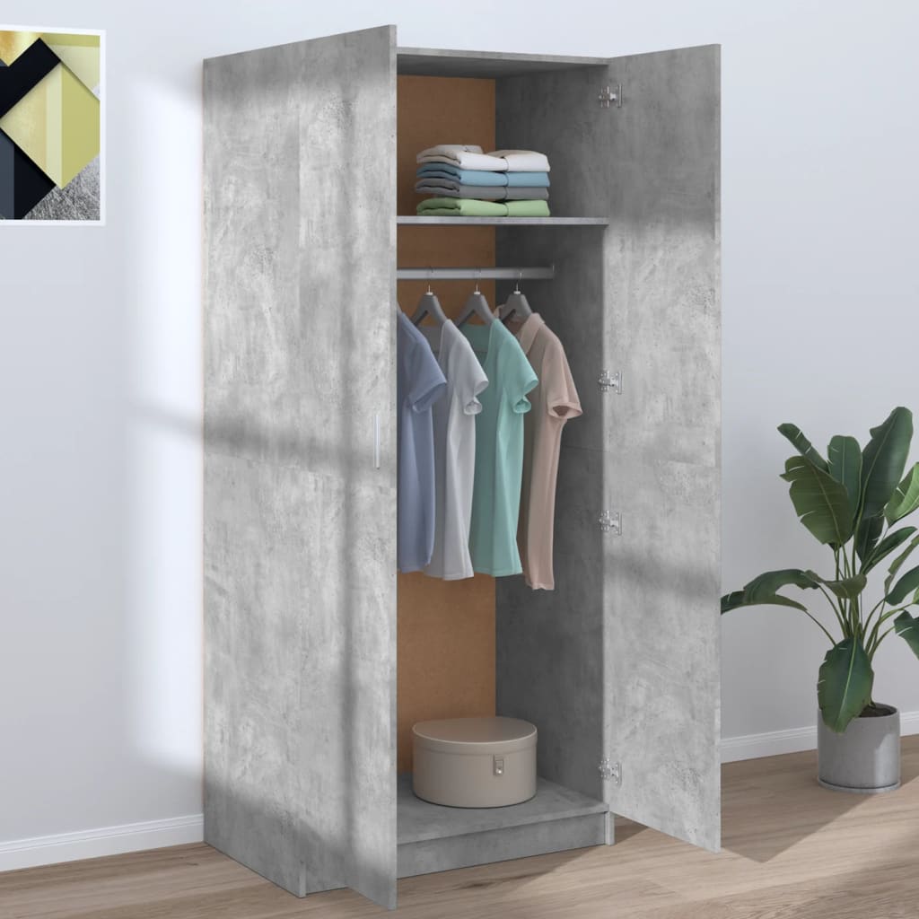 Armadio Grigio Cemento 80x52x180 cm in Legno Multistrato - homemem39