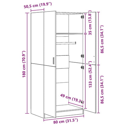 Armadio Grigio Cemento 80x52x180 cm in Legno Multistrato | homemem39