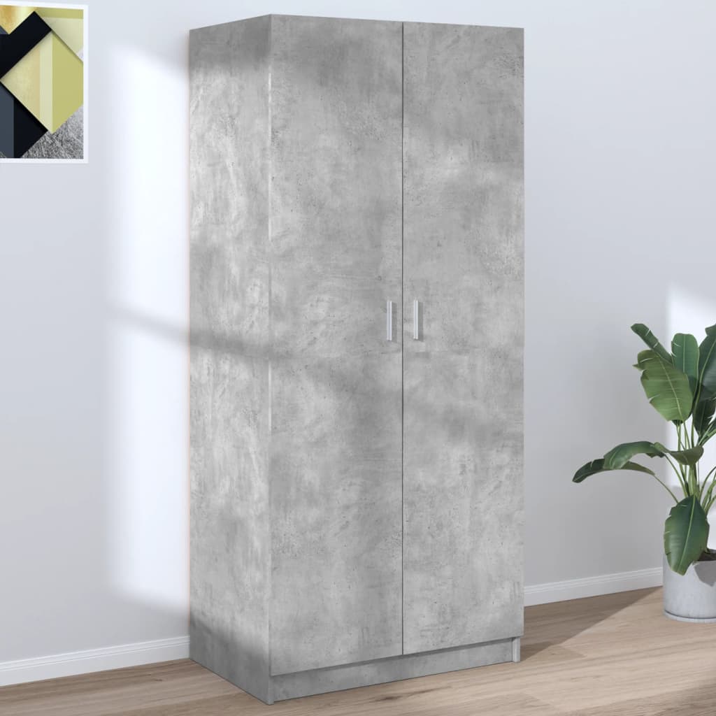 Armadio Grigio Cemento 80x52x180 cm in Legno Multistrato - homemem39