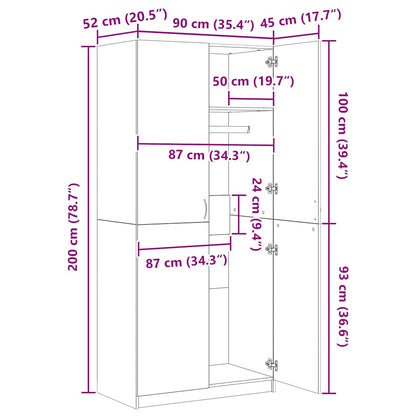 Armadio Bianco 90x52x200 cm in Legno Multistrato | homemem39