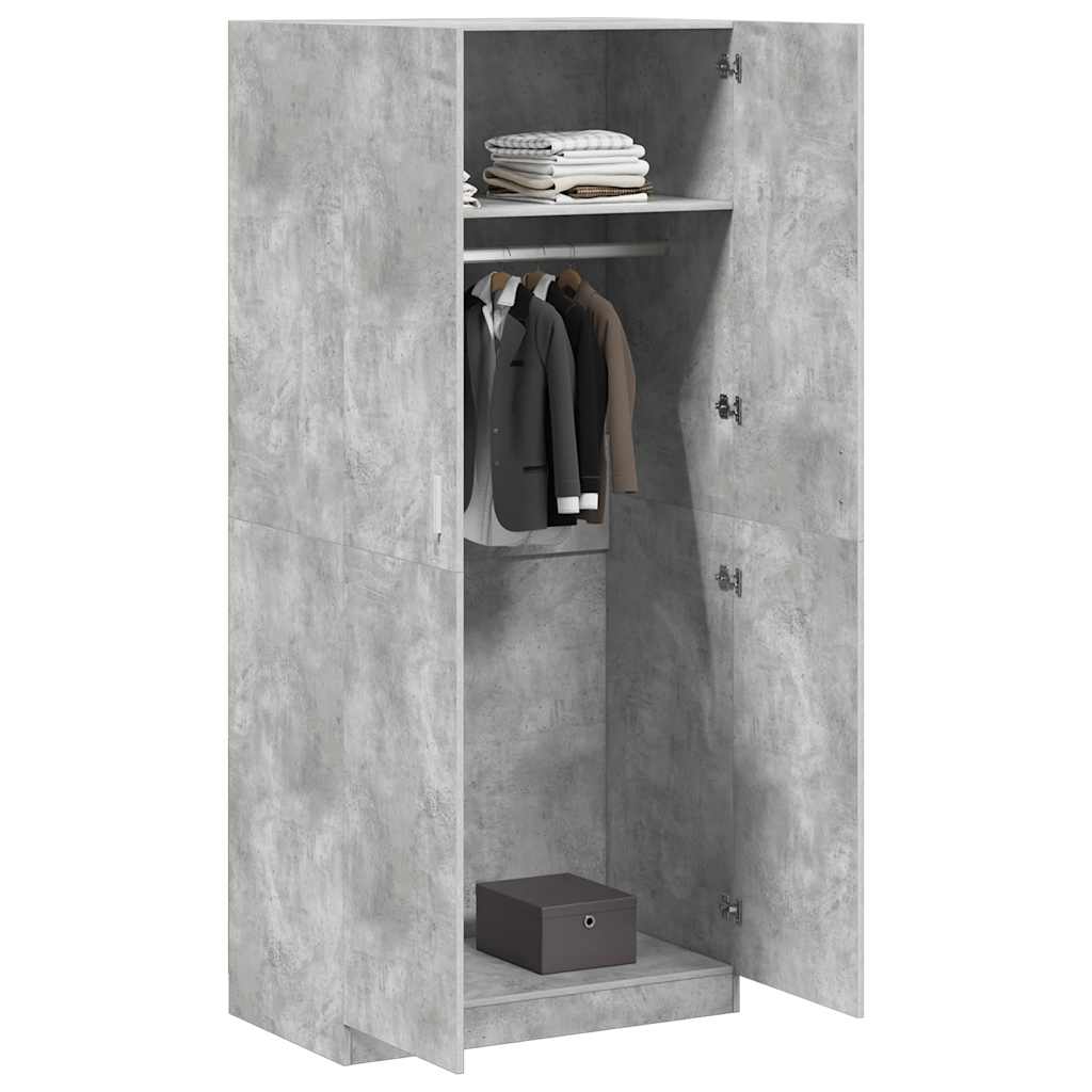 Armadio Grigio Cemento 90x52x200 cm in Legno Multistrato