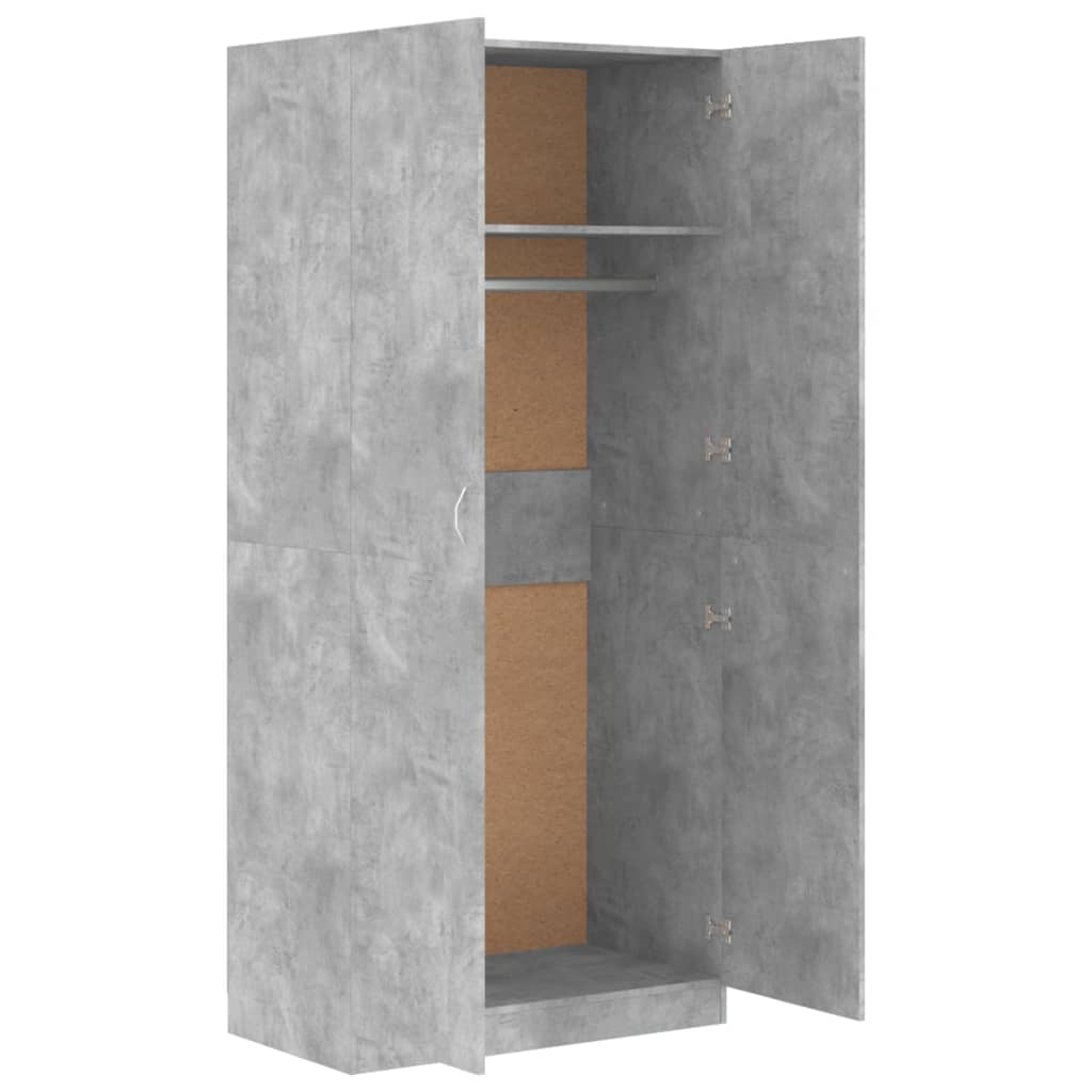 Armadio Grigio Cemento 90x52x200 cm in Legno Multistrato - homemem39