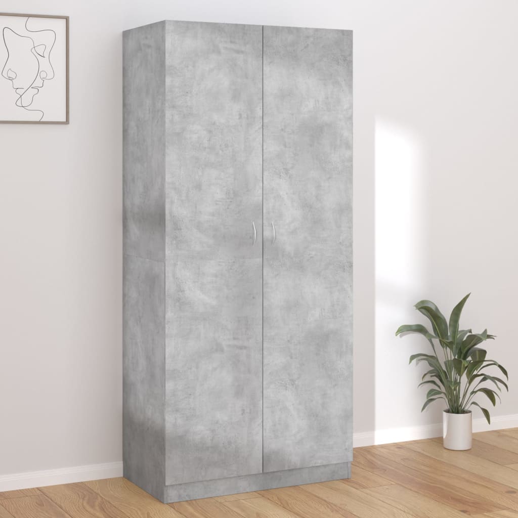 Armadio Grigio Cemento 90x52x200 cm in Legno Multistrato - homemem39