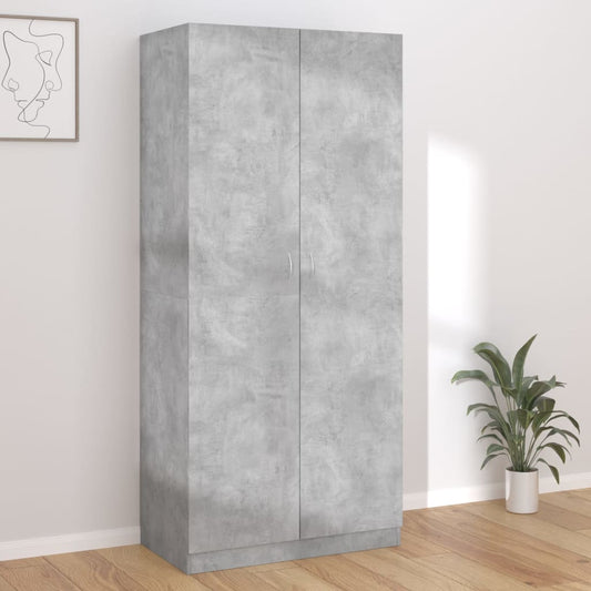Armadio Grigio Cemento 90x52x200 cm in Legno Multistrato - homemem39