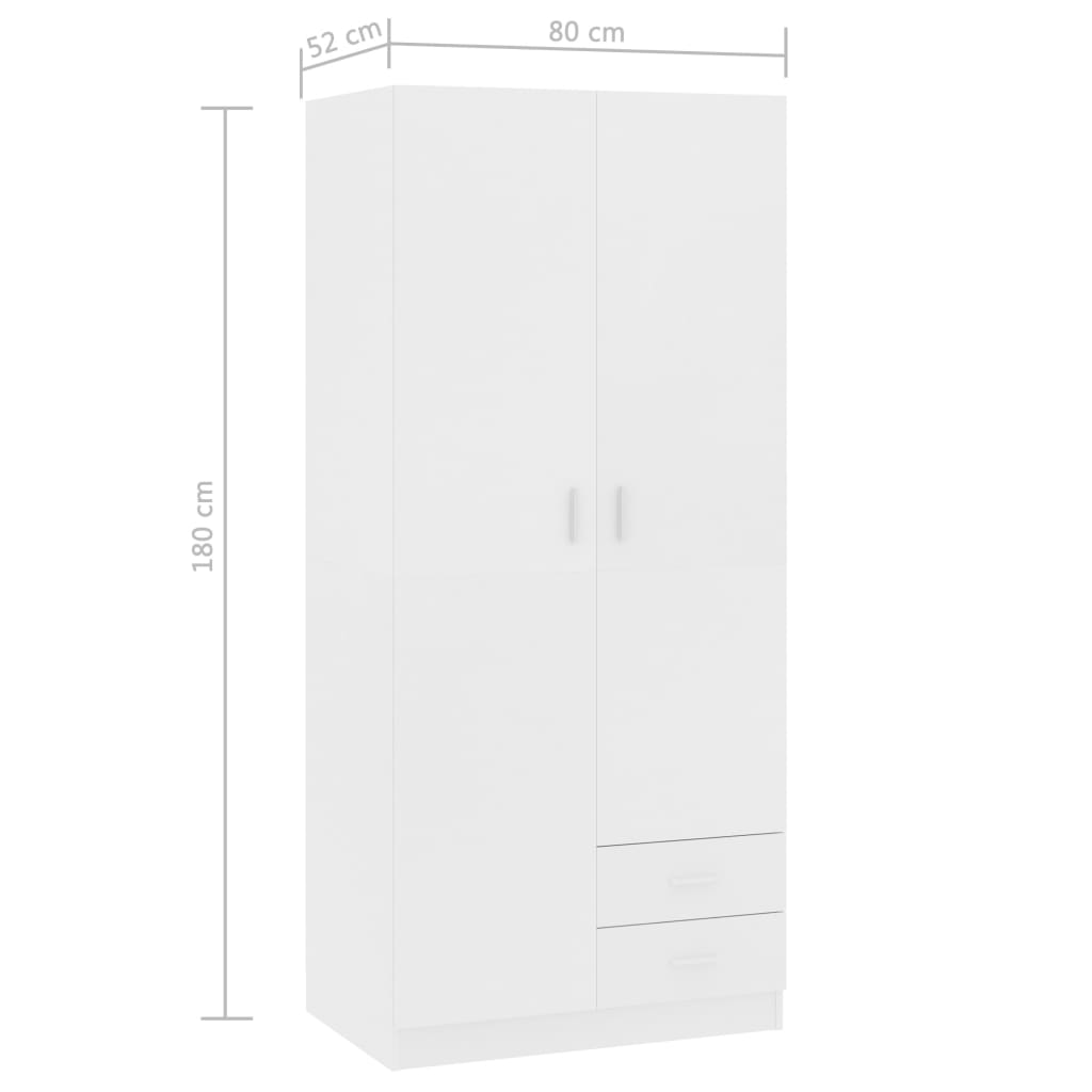 Armadio Bianco 80x52x180 cm in Legno Multistrato