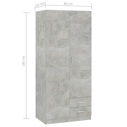 Armadio Grigio Cemento 80x52x180 cm in Legno Multistrato