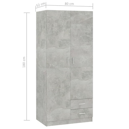 Armadio Grigio Cemento 80x52x180 cm in Legno Multistrato - homemem39