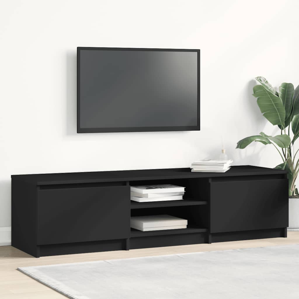 Mobile Porta TV Nero 140x40x35,5 cm in Legno Multistrato | homemem39