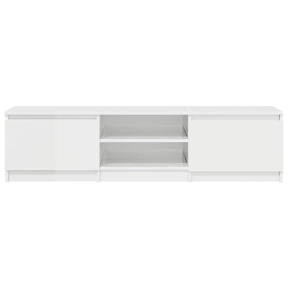 Mobile Porta TV Bianco Lucido 140x40x35,5 cm Legno Multistrato