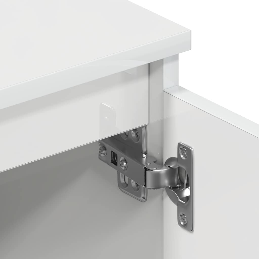 Mobile Porta TV Bianco Lucido 140x40x35,5 cm Legno Multistrato - homemem39