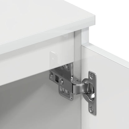 Mobile Porta TV Bianco Lucido 140x40x35,5 cm Legno Multistrato - homemem39