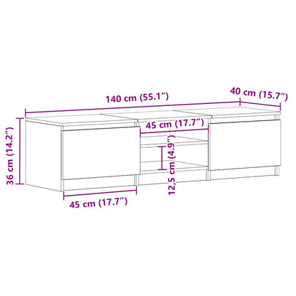 Mobile Porta TV Bianco Lucido 140x40x35,5 cm Legno Multistrato | homemem39