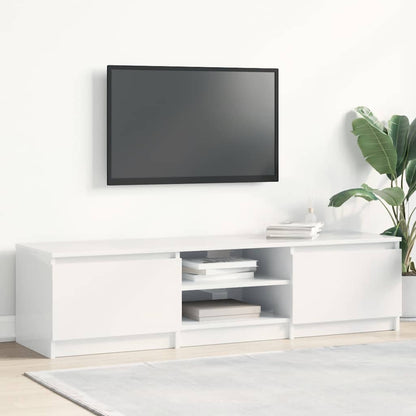 Mobile Porta TV Bianco Lucido 140x40x35,5 cm Legno Multistrato - homemem39