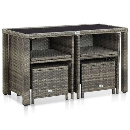 Set da Pranzo da Giardino 5 pz con Cuscini in Polyrattan Grigio | homemem39
