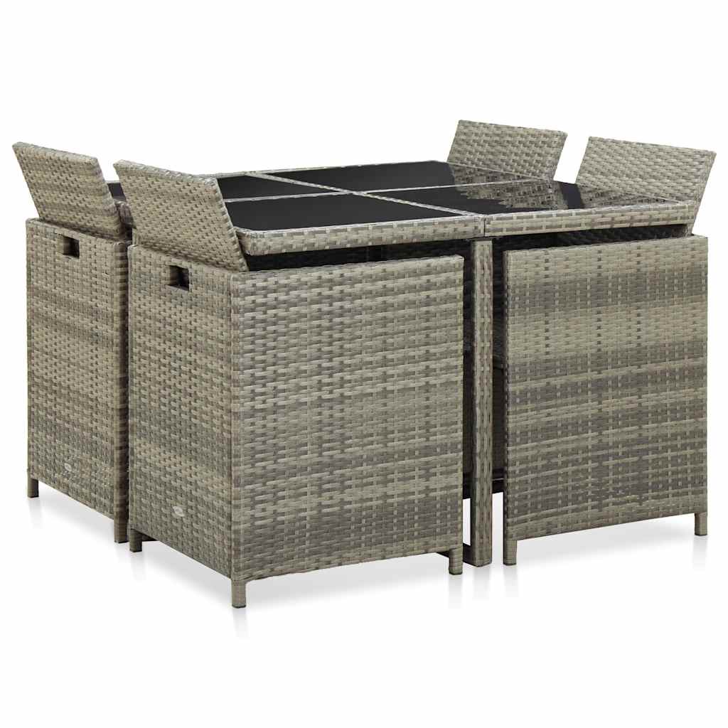 Set da Pranzo da Giardino 9 pz con Cuscini Polyrattan