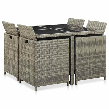 Set da Pranzo da Giardino 9 pz con Cuscini Polyrattan