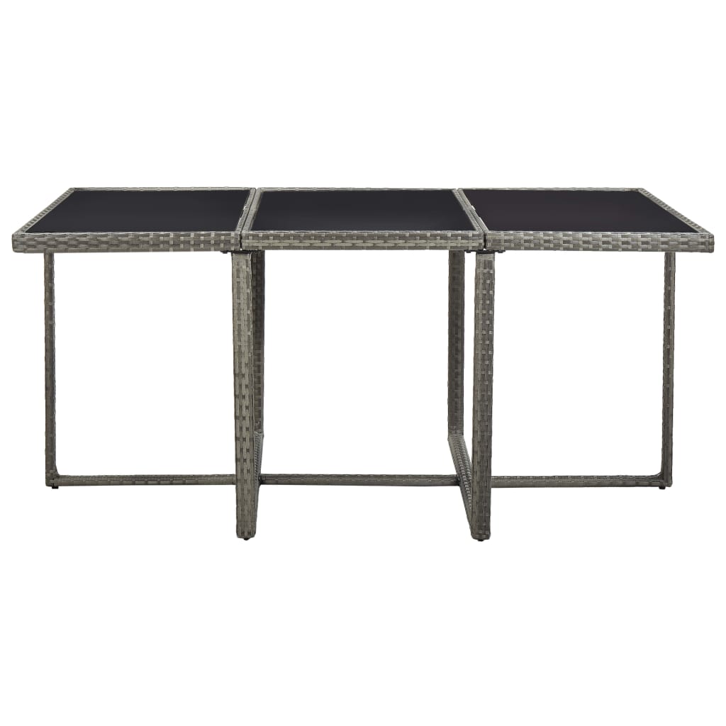 Set da Pranzo da Giardino 11 pz con Cuscini Polyrattan Grigio | homemem39