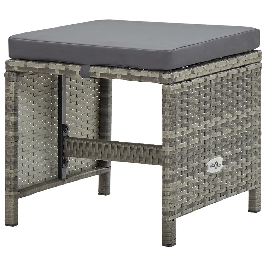 Set da Pranzo da Giardino 11 pz con Cuscini Polyrattan Grigio | homemem39