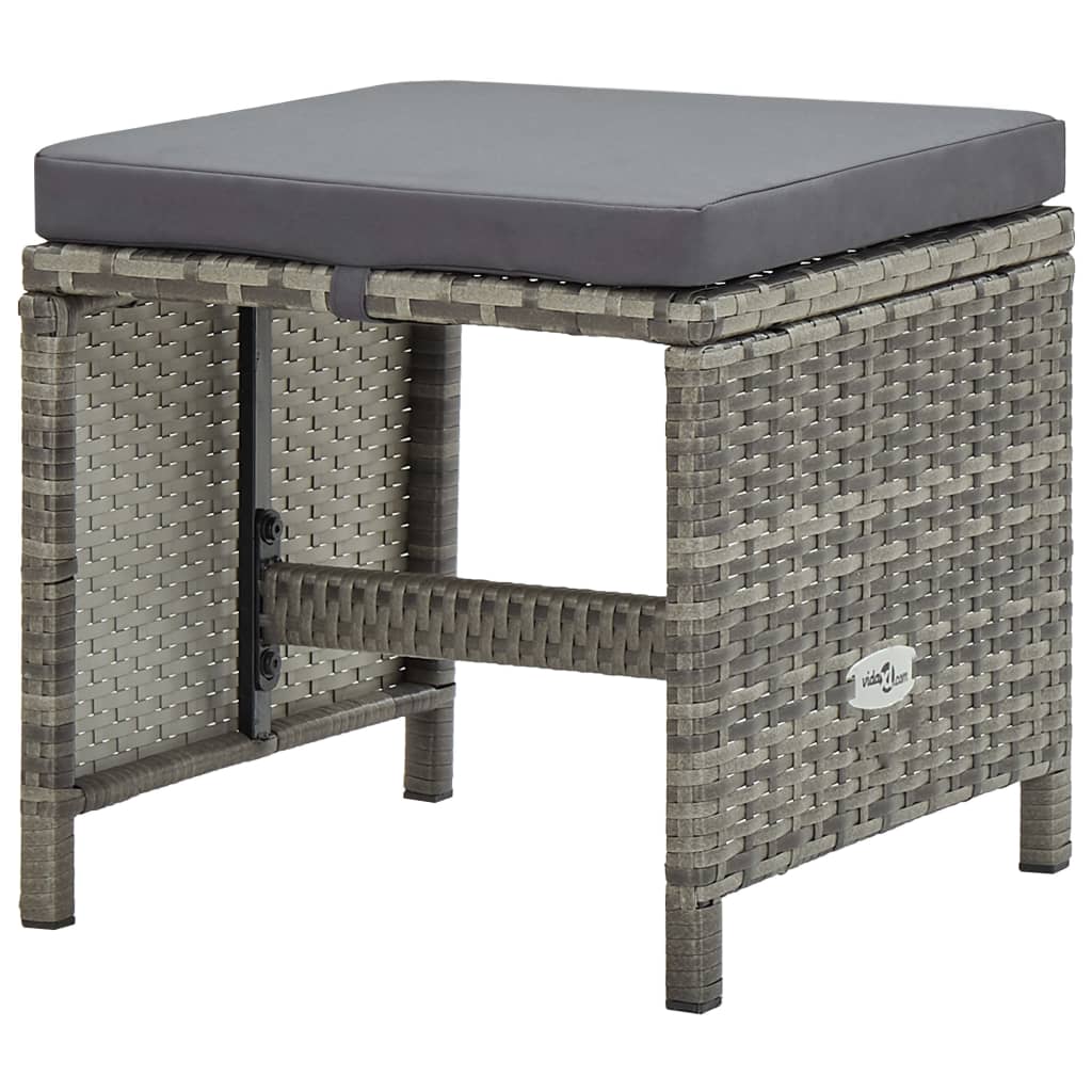 Set da Pranzo da Giardino 13pz con Cuscini in Polyrattan Grigio | homemem39