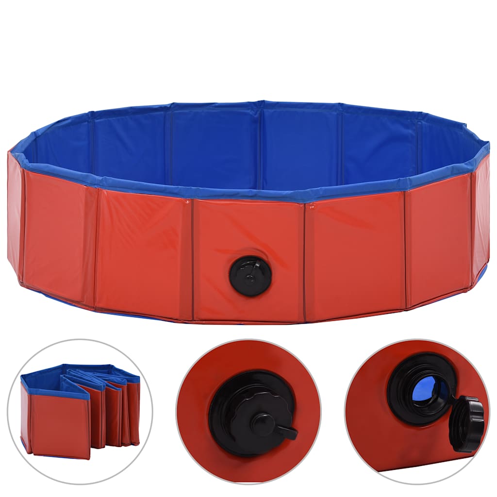 Piscina per Cani Pieghevole Rossa 80x20 cm in PVC | homemem39