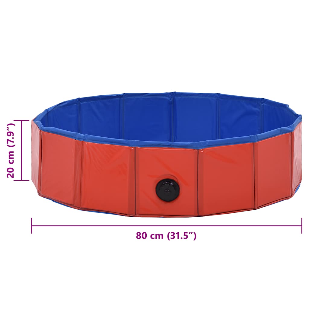 Piscina per Cani Pieghevole Rossa 80x20 cm in PVC | homemem39