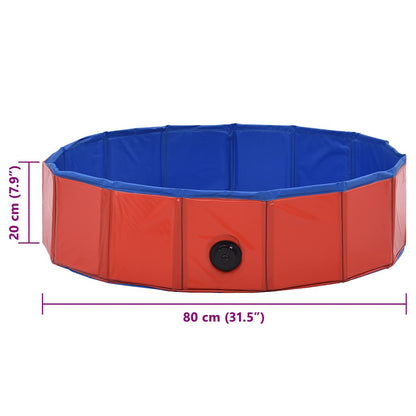 Piscina per Cani Pieghevole Rossa 80x20 cm in PVC | homemem39