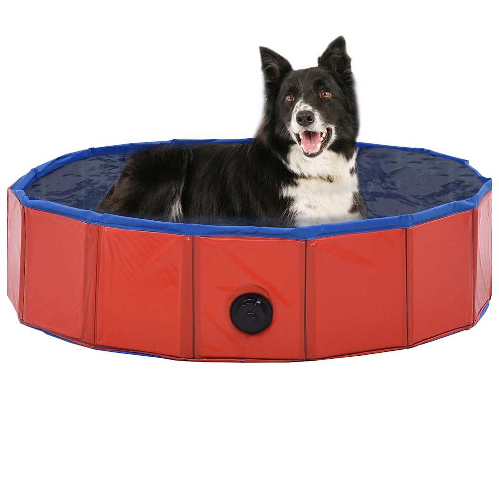 Piscina per Cani Pieghevole Rossa 80x20 cm in PVC | homemem39
