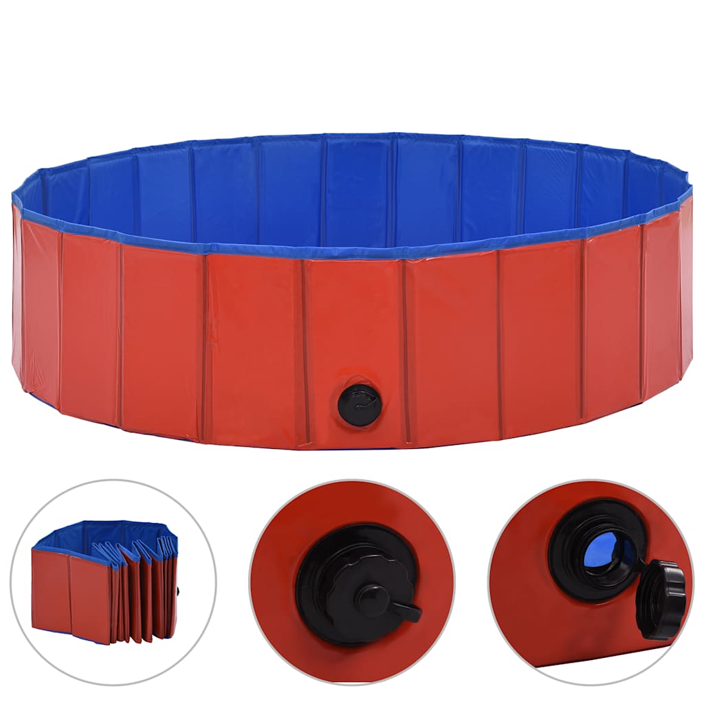 Piscina per Cani Pieghevole Rossa 120x30 cm in PVC | homemem39