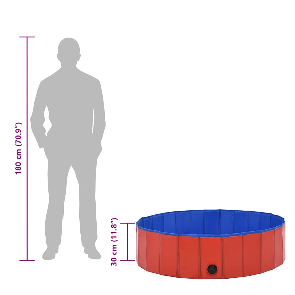 Piscina per Cani Pieghevole Rossa 120x30 cm in PVC | homemem39