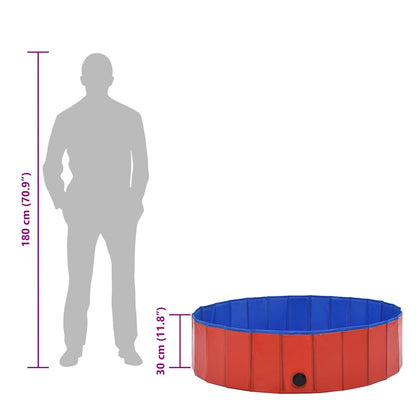Piscina per Cani Pieghevole Rossa 120x30 cm in PVC | homemem39