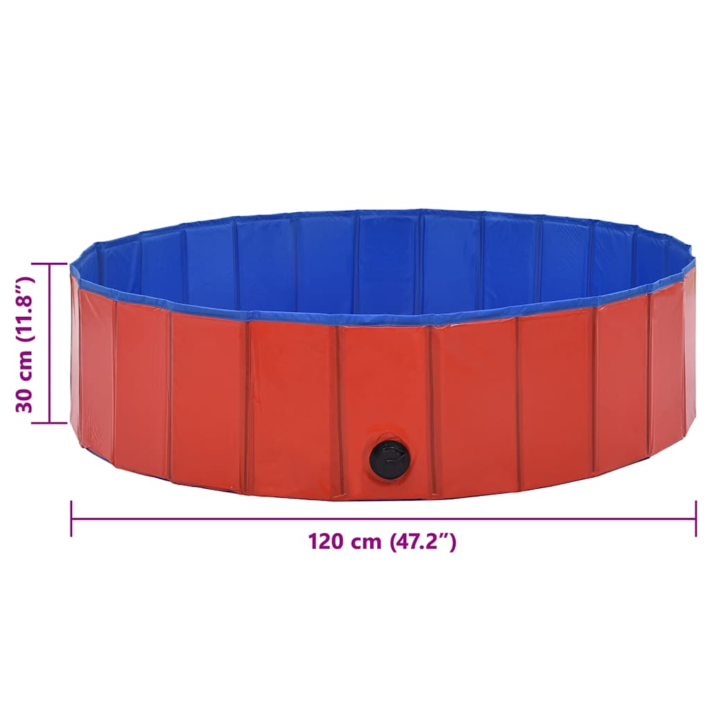 Piscina per Cani Pieghevole Rossa 120x30 cm in PVC | homemem39