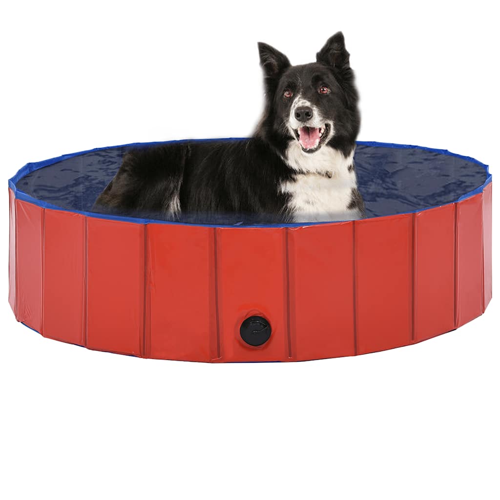 Piscina per Cani Pieghevole Rossa 120x30 cm in PVC | homemem39