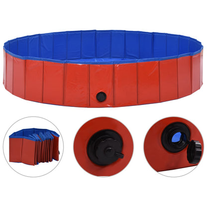 Piscina per Cani Pieghevole Rossa 160x30 cm in PVC | homemem39