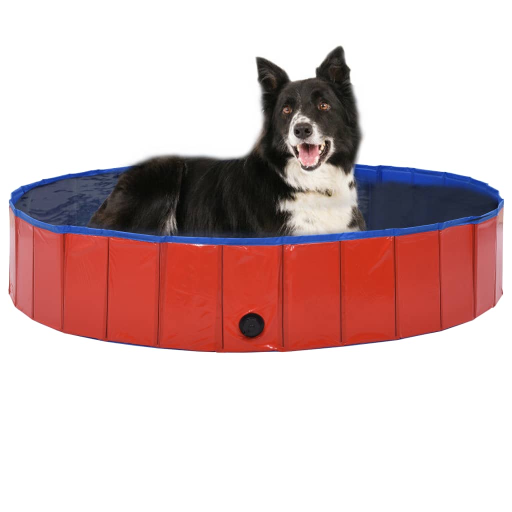 Piscina per Cani Pieghevole Rossa 160x30 cm in PVC | homemem39