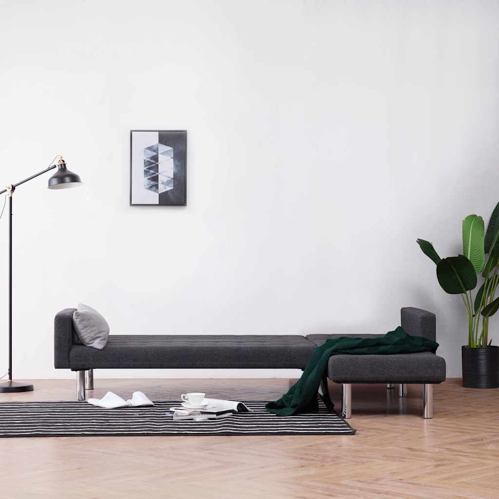 Divano letto a L grigio scuro in poliestere | homemem39