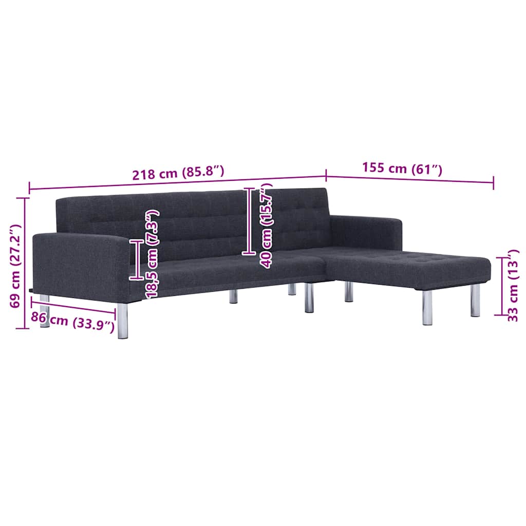 Divano letto a L grigio scuro in poliestere | homemem39