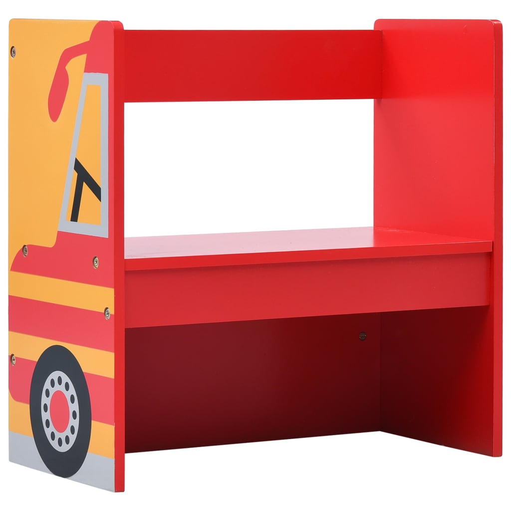 Set e Tavolo Sedie per Bambini 3pz Design Camion Pompieri Legno | homemem39