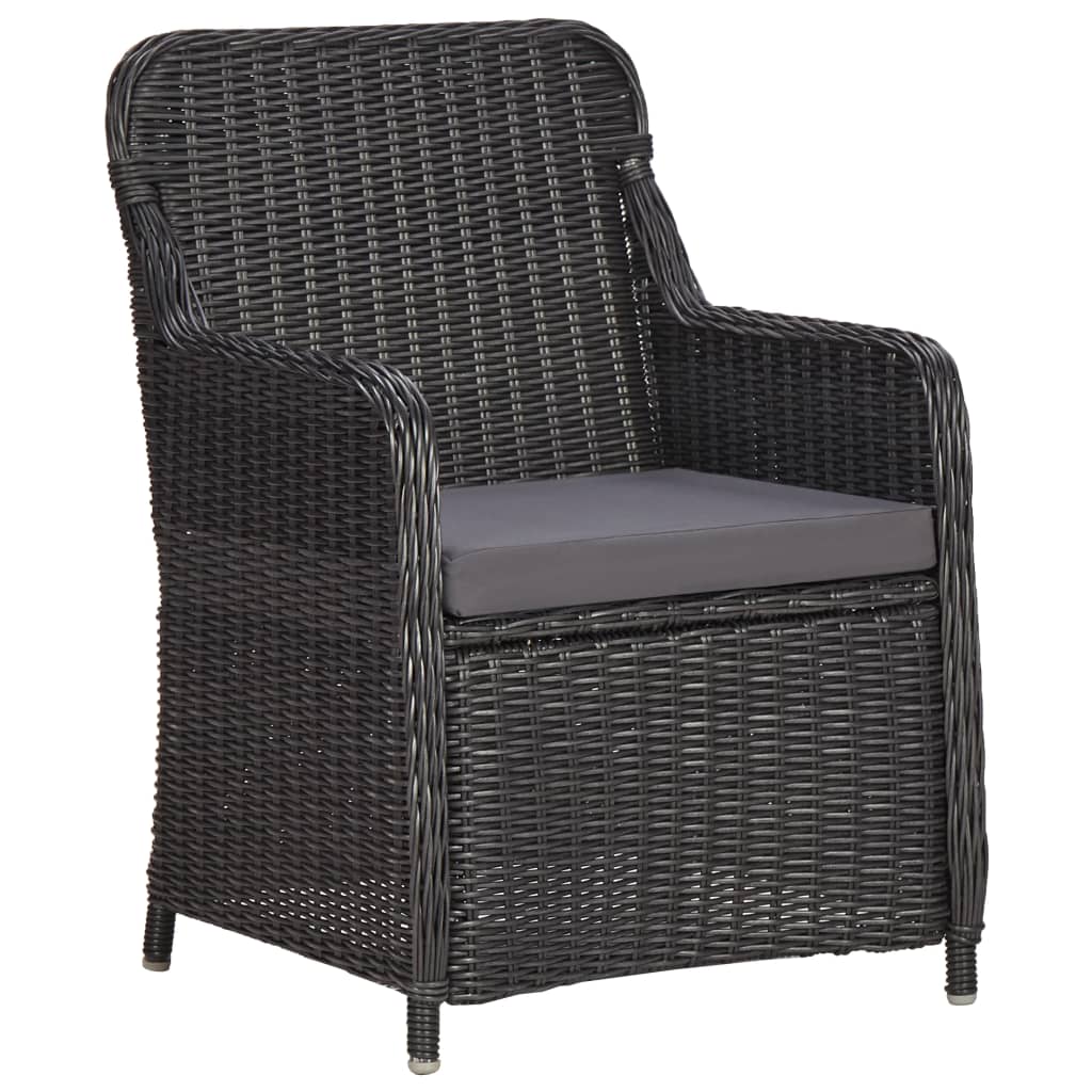 Set Bistrot da Giardino 3 pz con Cuscini in Polyrattan Nero - homemem39