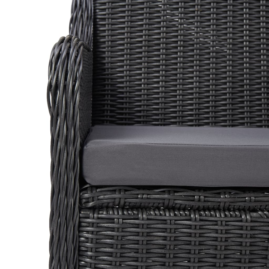 Set Bistrot da Giardino 3 pz con Cuscini in Polyrattan Nero - homemem39
