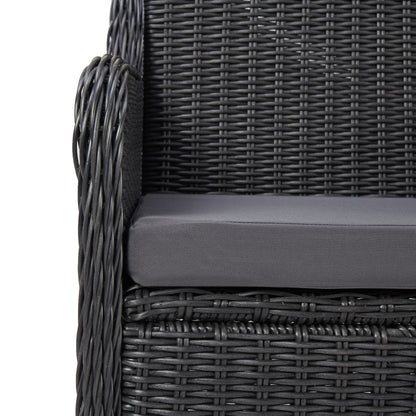 Set Bistrot da Giardino 3 pz con Cuscini in Polyrattan Nero - homemem39