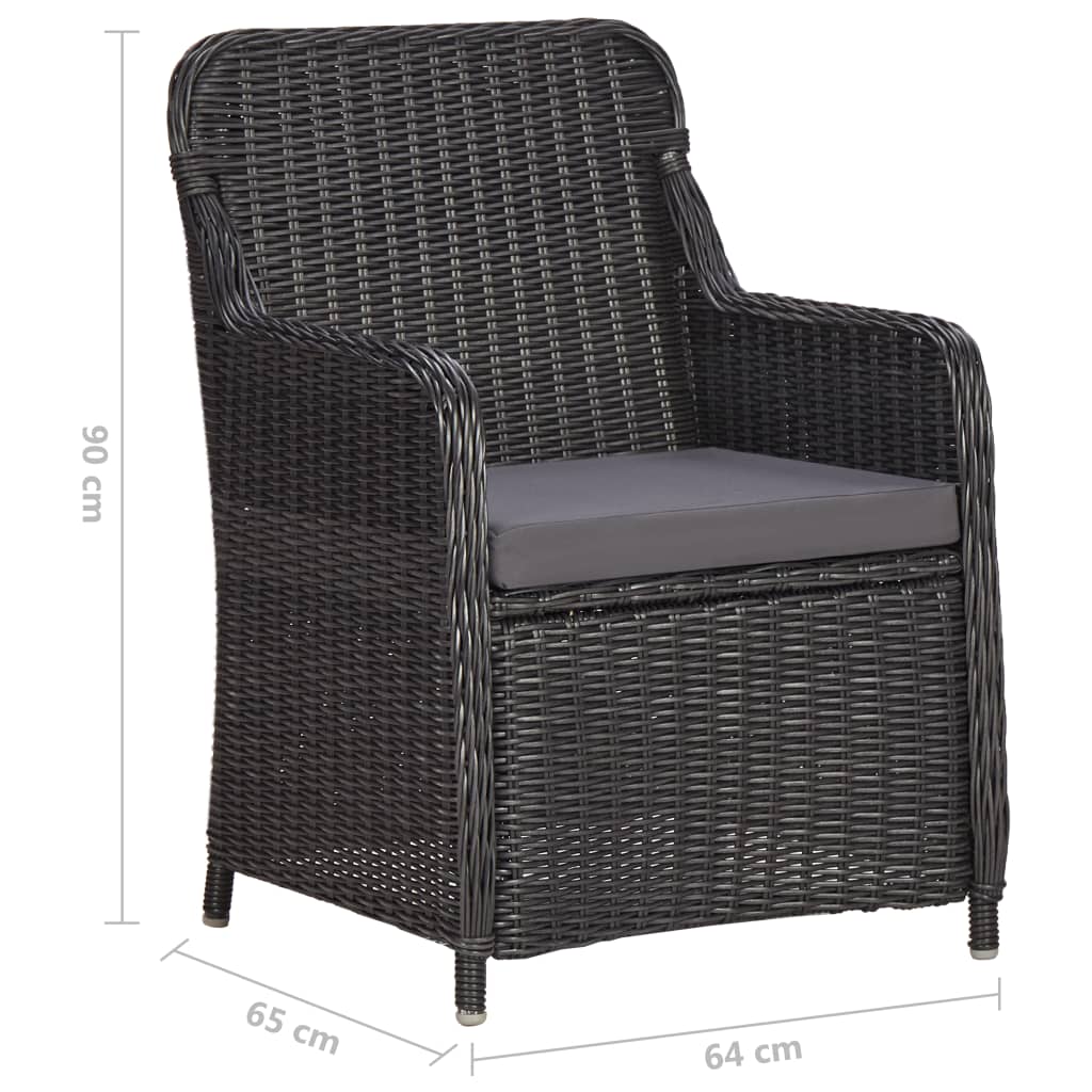 Set Bistrot da Giardino 3 pz con Cuscini in Polyrattan Nero - homemem39
