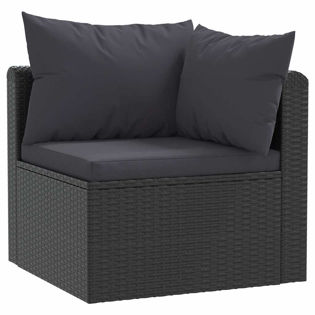 Set Divani da Giardino 7 pz con Cuscini in Polyrattan Nero | homemem39