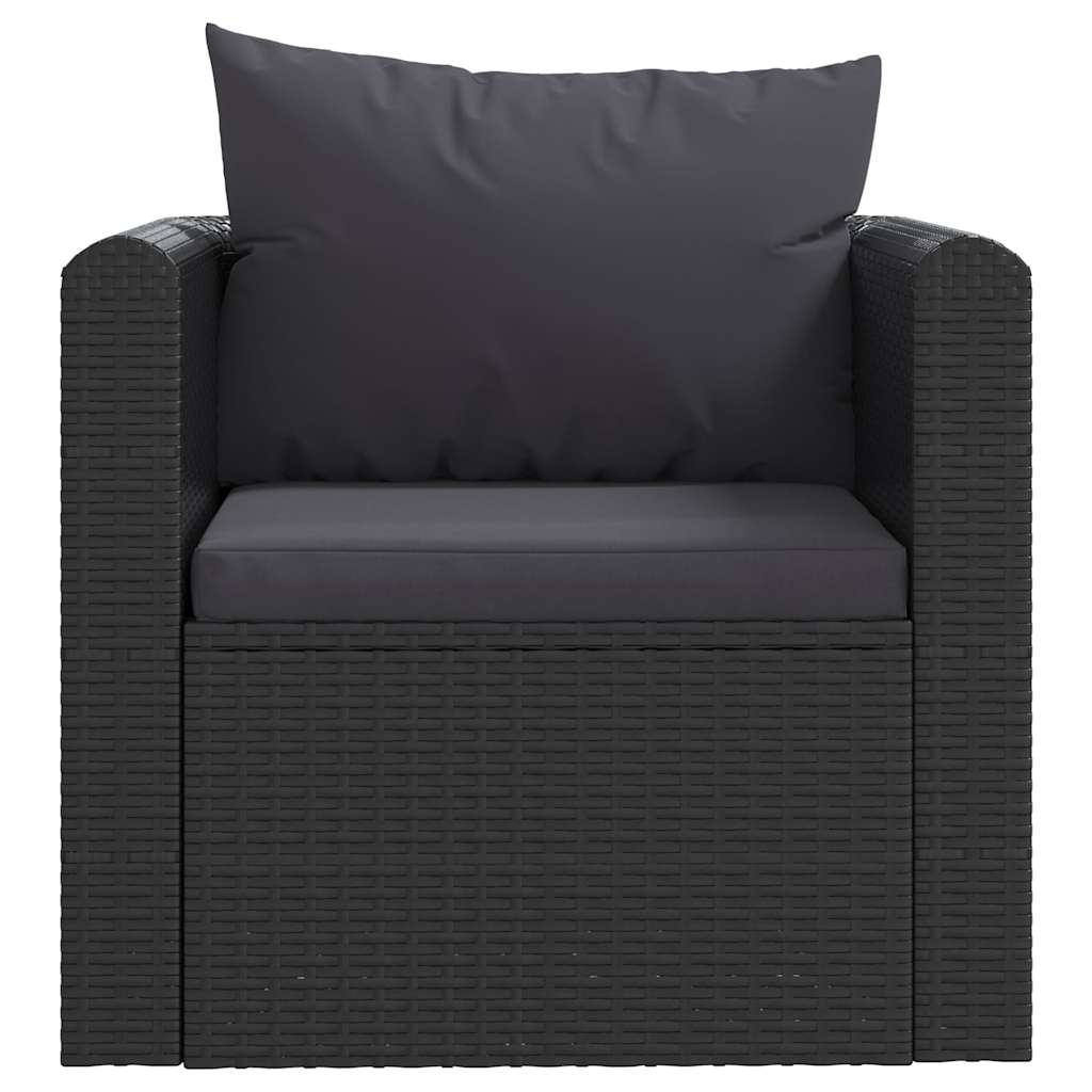 Set Divani da Giardino 7 pz con Cuscini in Polyrattan Nero | homemem39